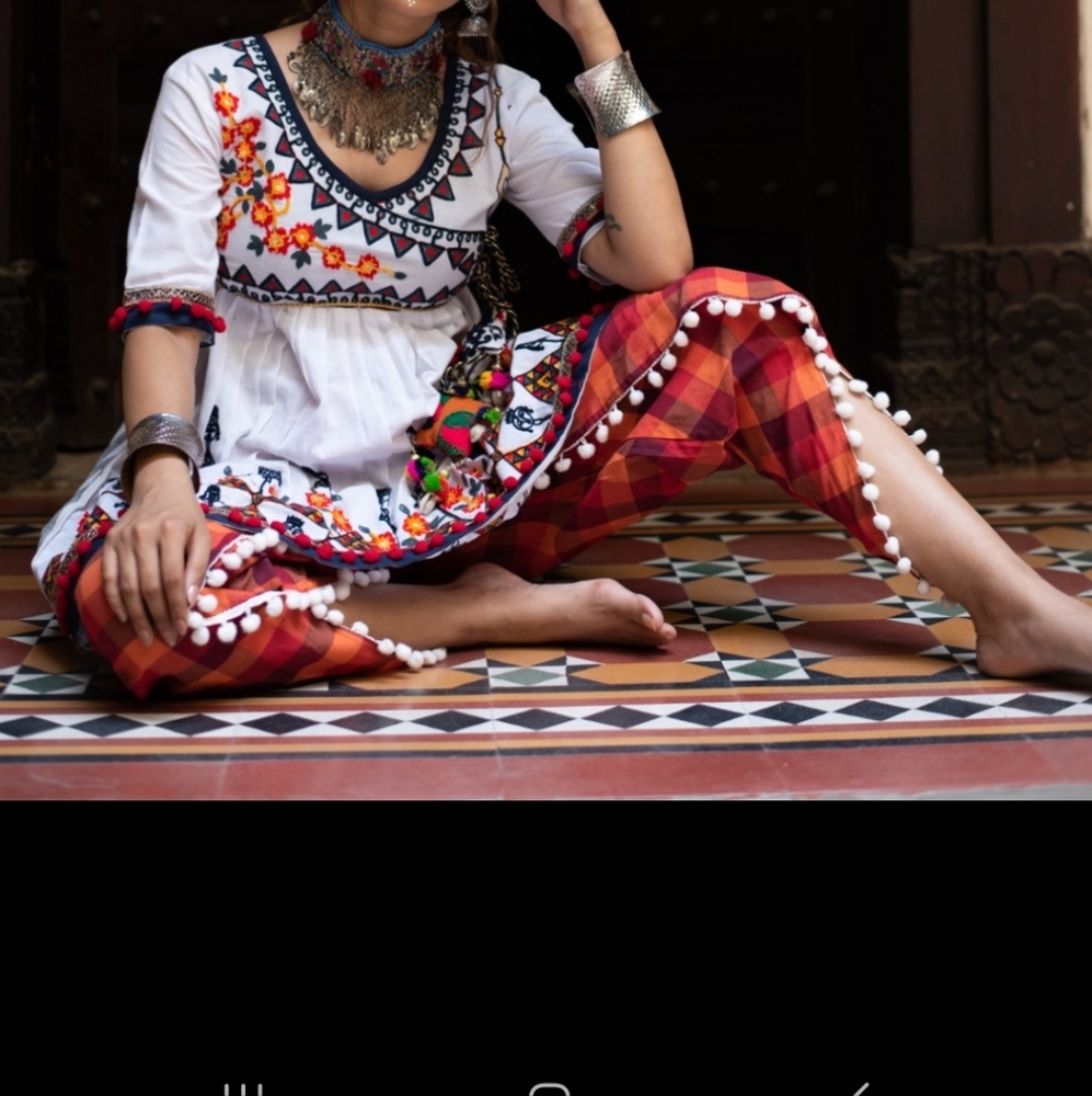 Keida n pants.  Navratri wear.